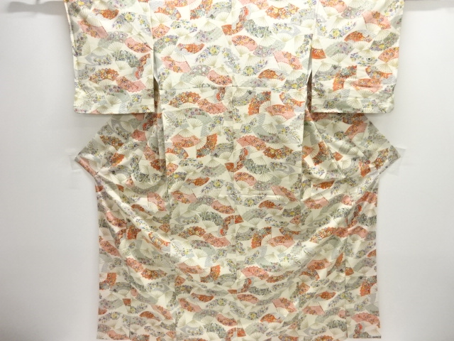 扇面に花･古典柄小紋着物